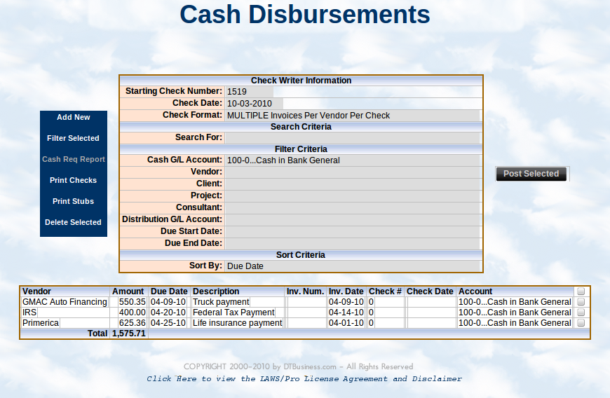 Disbursements